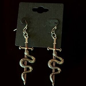Handmade Snake Sword Earrings